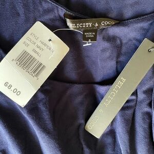 Felicity & Coco Deep Blue Maxi Dress with Asymmetrical Cut